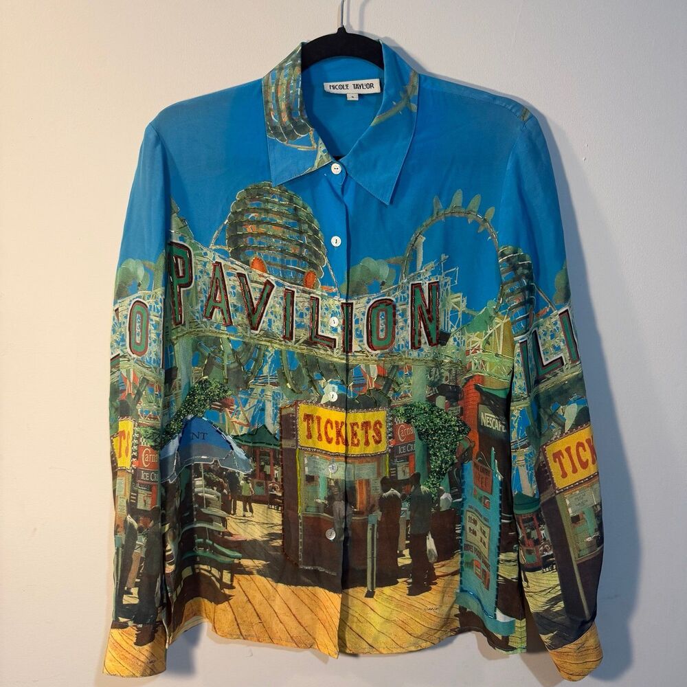 Nicole Taylor, silk blouse beaded arcade style, vintage women’s small